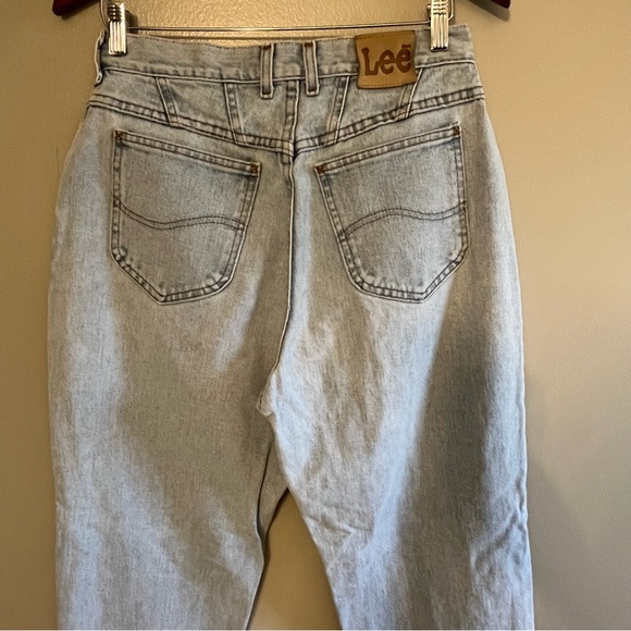 Vtg Lee Jeans Womens 20 W Blue Light Wash High Waist Tapered Denim